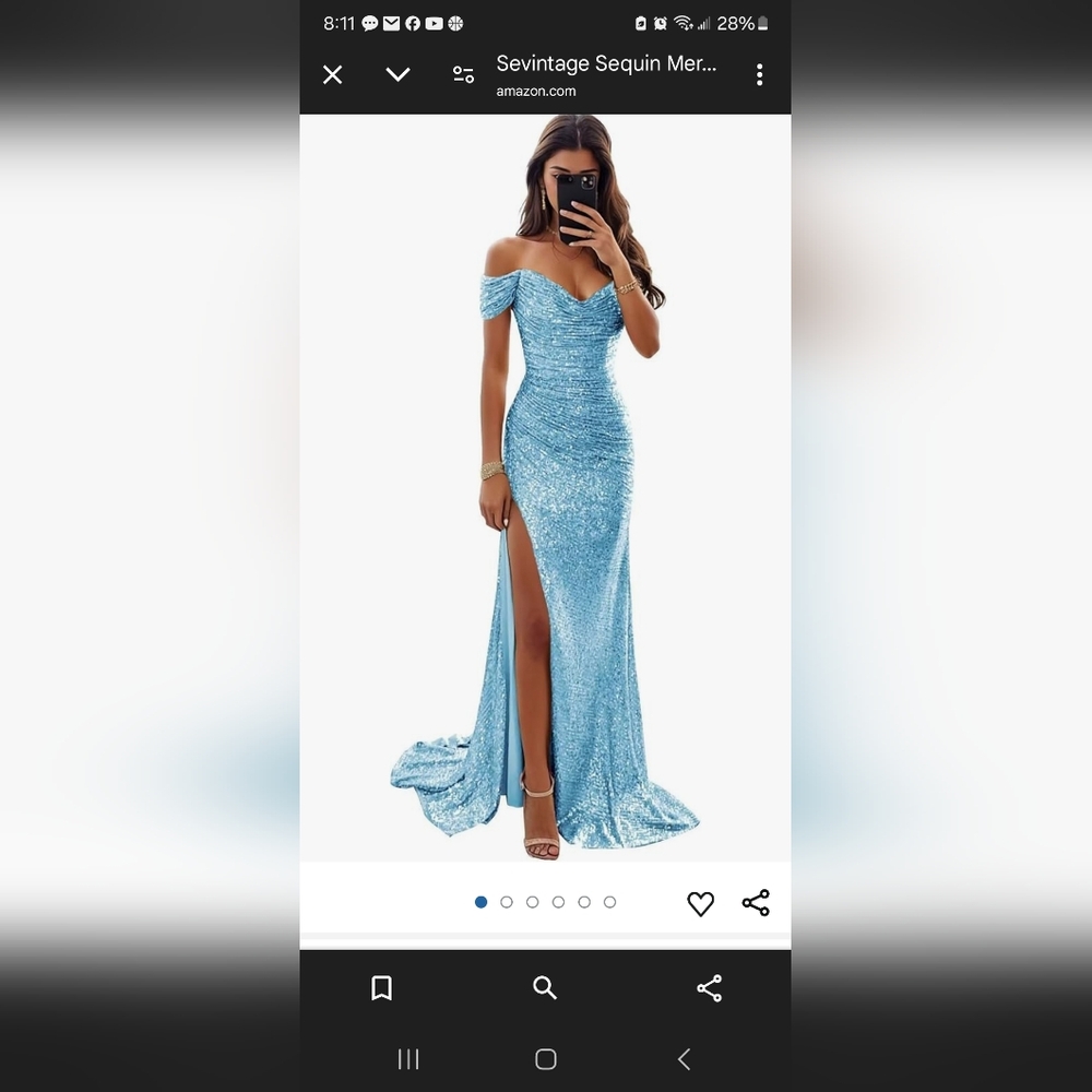 Turquoise sequin prom dress